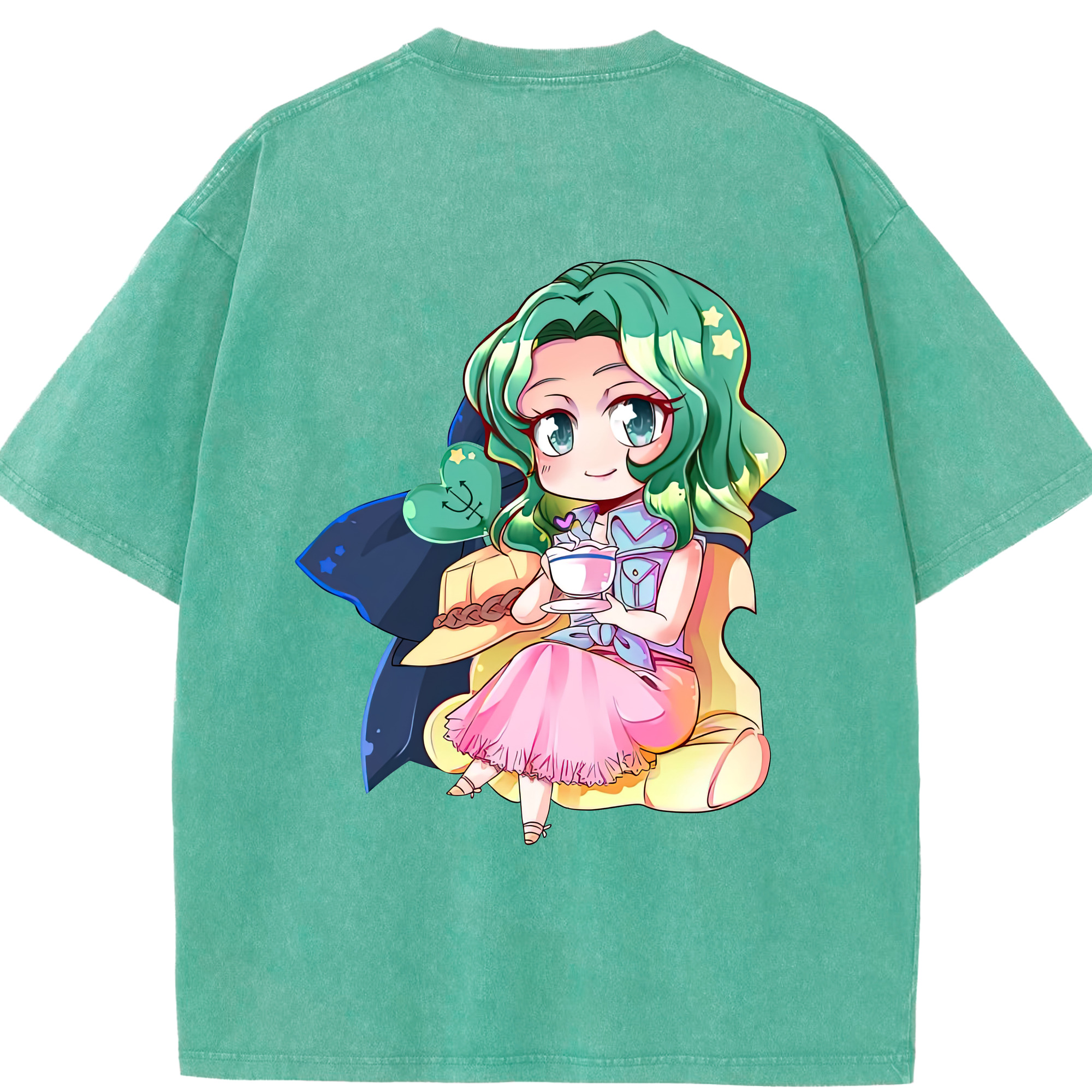 （画像用） 美少女戦士セーラームーン 海王 みちる（かいおう みちる） Sailor Moon Kaiou Michiru 綿100% ヴィンテージ風 半袖Tシャツ（背面プリント）